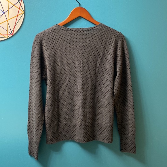 Olivia Grace Polka Dot Cardigan Sweater | 100% Cashmere Gray - Picture 7 of 10